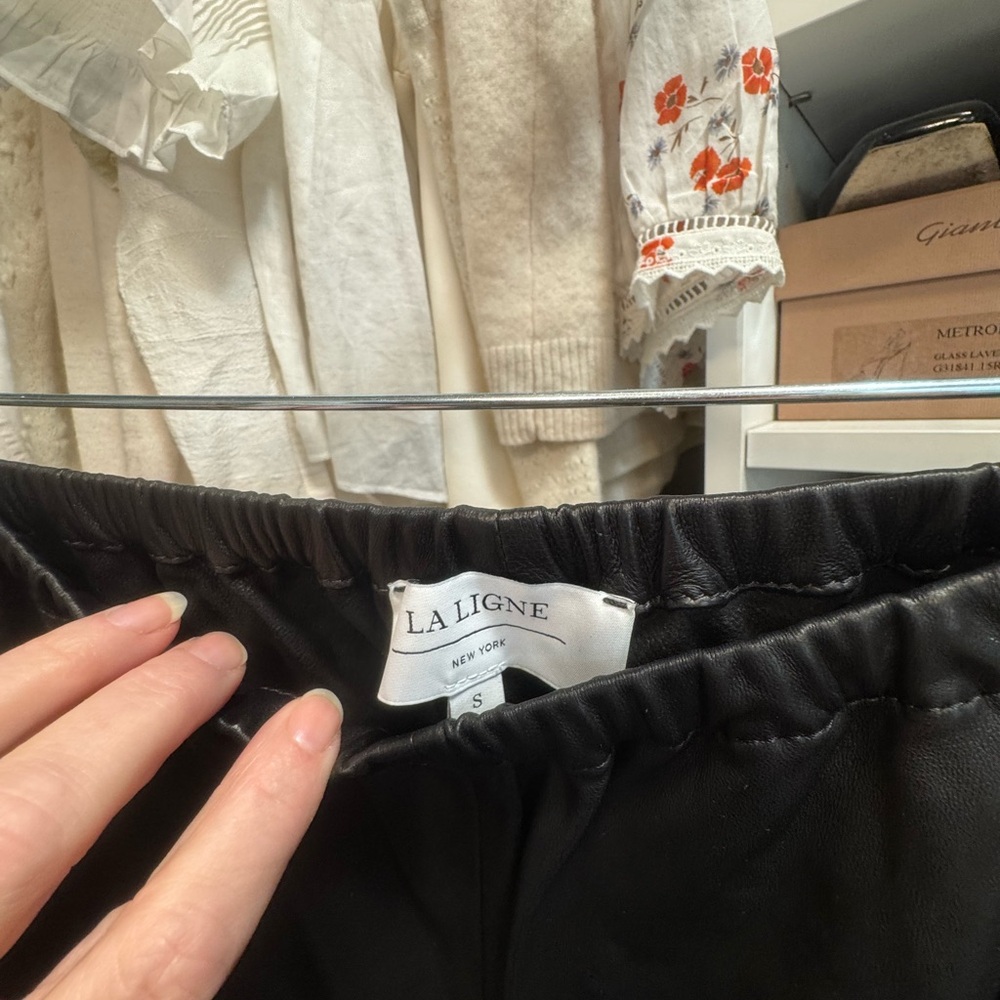 NWT La Ligne Black leather Colby pants - Picture 6 of 6
